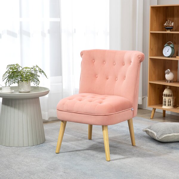 Sedia Imbottita 60x66x79 cm in Tessuto Vellutato Rosa