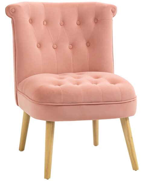 Sedia Imbottita 60x66x79 cm in Tessuto Vellutato Rosa
