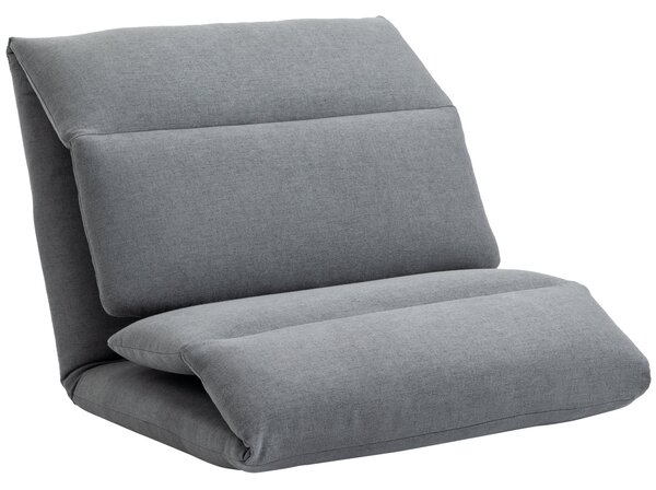 Poltrona da Terra 71x72x60 cm Schienale Reclinabile in Tessuto Grigio Scuro
