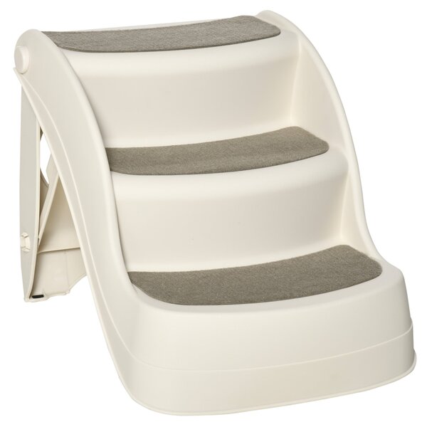 Scaletta per Cani e Gatti Pieghevole 3 Gradini Antiscivolo 49x38x38 cm in Polipropilene Beige