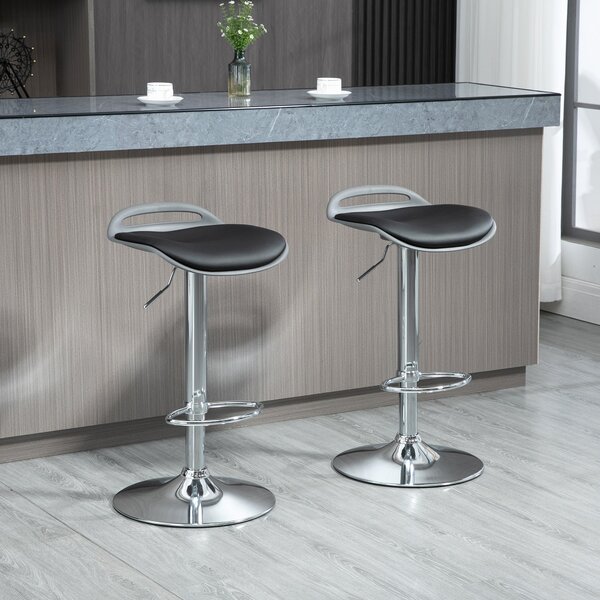 Set 2 Sgabelli da Bar 39x41x68-88 cm Seduta in Similpelle Nero