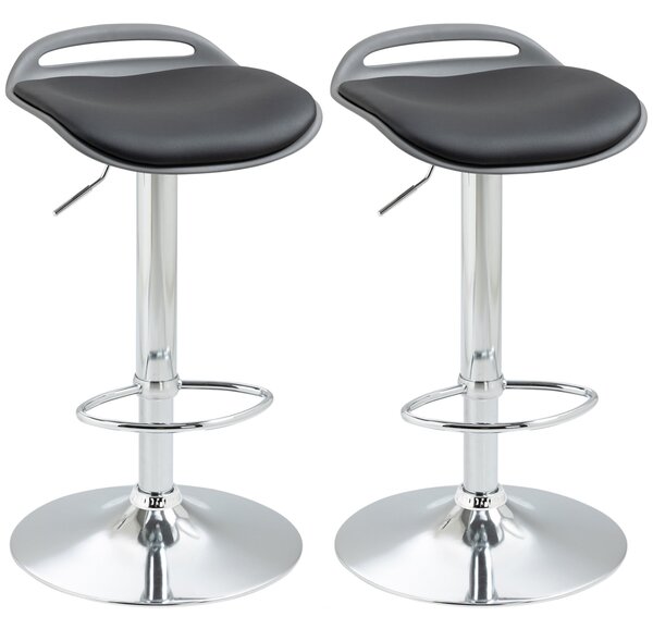 Set 2 Sgabelli da Bar 39x41x68-88 cm Seduta in Similpelle Nero