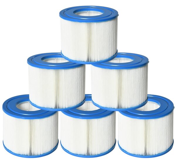 Set 6 Filtri per Piscine e Spa Gonfiabili Ø10,5x8 cm in Tessuto non Tessuto Blu e Bianco