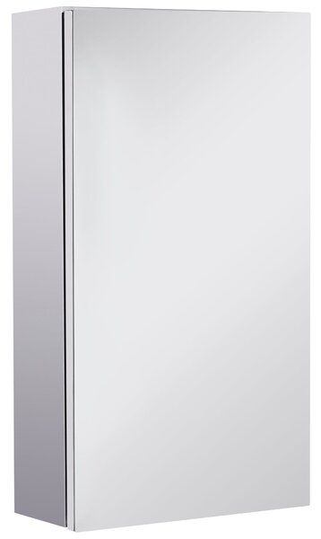 Specchiera Bagno 55x14x30 cm 1 Anta 2 Ripiani in Acciaio