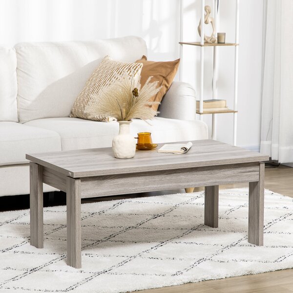 Tavolino da Caffè 100x55x45 cm con Piano Rettangolare e 4 Gambe in Truciolato Grigio