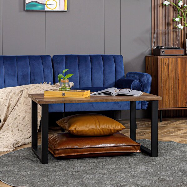 Tavolino da Caffè 100x60x50 cm in MDF e Acciaio Nero