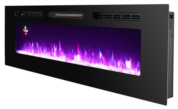 Camino Elettrico da Incasso 46,5x127x12,1 cm Effetto Fiamma 1500W Hermes Nero