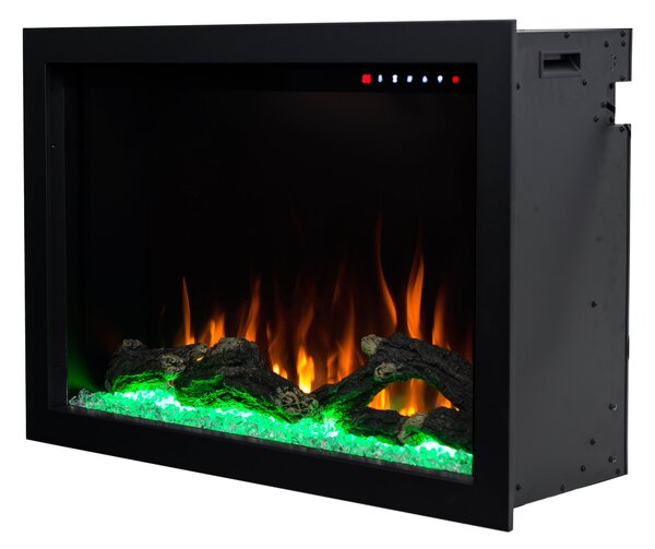 Camino Elettrico da Incasso 61,3x89,6x30,4 cm Effetto Fiamma 1500W Nepal 34 Nero