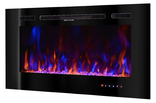 Camino Elettrico da Incasso 54,4x101,6x14 cm Effetto Fiamma 1500W Beverly Nero