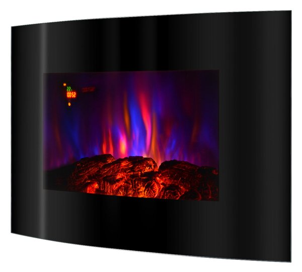 Camino Elettrico da Pavimento 56x90x14,5 cm Effetto Fiamma 1500W Сarlos Nero