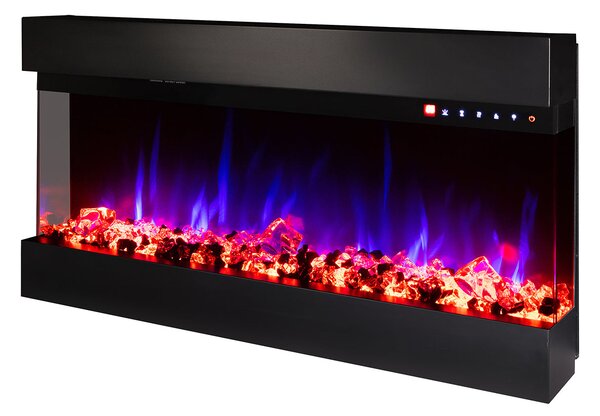 Camino Elettrico da Incasso 48,4x93x20 cm Effetto Fiamma 1500W Dalas Nero