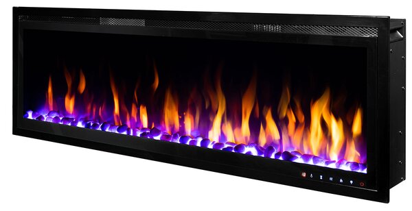 Camino Elettrico da Incasso 43,3x126,32x14,2 cm Effetto Fiamma 1500W Schubert 50 Nero