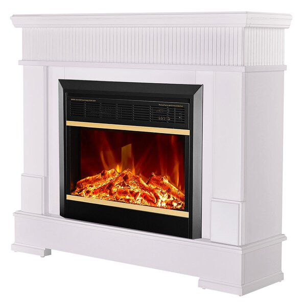 Camino Elettrico da Pavimento 88,2x104,4x27,9 cm Effetto Fiamma 1500W Ideal & Mars Bianco