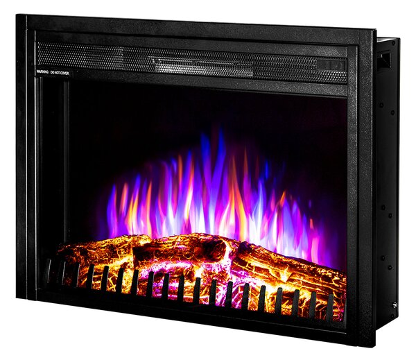 Camino Elettrico da Incasso 50,2x71,2x18 cm Effetto Fiamma 1500W Capri Nero