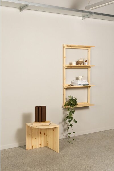 Libreria da parete di colore naturale in pino massiccio 66x127 cm Groove – Karup Design