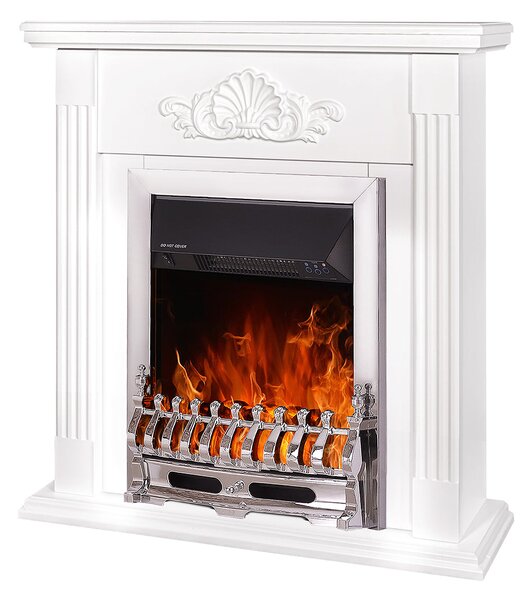 Camino Elettrico da Pavimento 90x90x27 cm Effetto Fiamma 2000W Sorina & Galileo silver Bianco