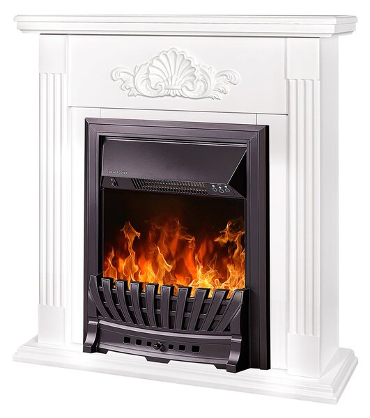 Camino Elettrico da Pavimento 90x90x27 cm Effetto Fiamma 2000W Sorina & Pluton Bianco