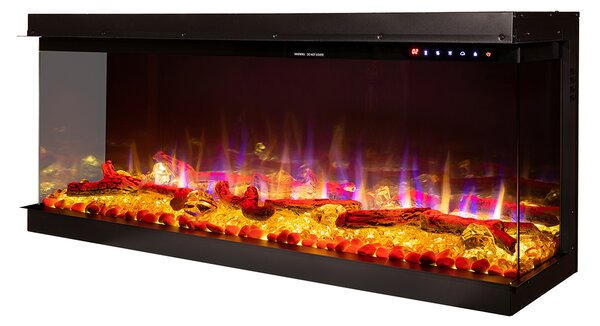 Camino Elettrico da Incasso 56,1x103,5x31,7 cm Effetto Fiamma 1500W Haiti 40 Nero