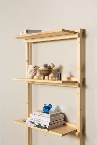 Libreria da parete di colore naturale in pino massiccio 66x127 cm Groove – Karup Design