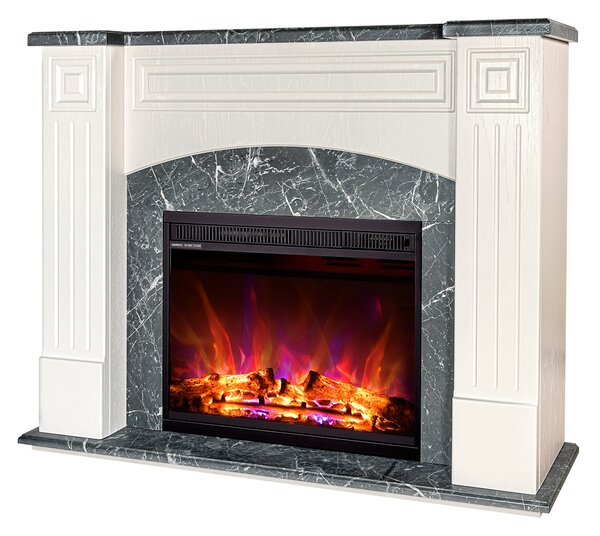 Camino Elettrico da Pavimento 90x115x32 cm Effetto Fiamma 1500W Magnolia & Lorance Ivory/dark gray