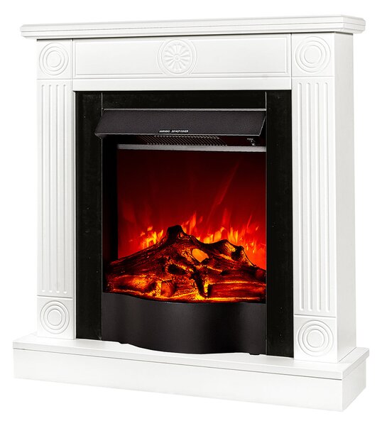 Camino Elettrico da Pavimento 86,5x82x25 cm Effetto Fiamma 1600W Donald & Corsica Bianco/nero
