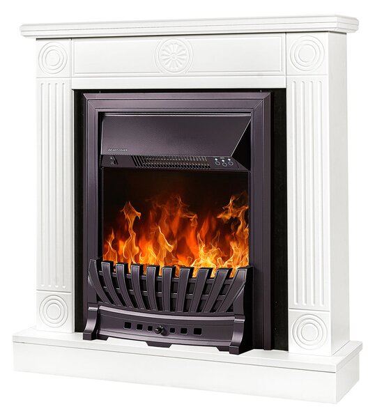 Camino Elettrico da Pavimento 86,5x82x25 cm Effetto Fiamma 2000W Donald & Pluton Bianco/nero