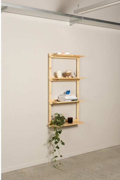Libreria da parete di colore naturale in pino massiccio 66x127 cm Groove – Karup Design