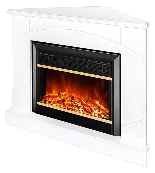 Camino Elettrico da Pavimento 85x106x53 cm Effetto Fiamma 1500W Madeira colt & Mars Bianco