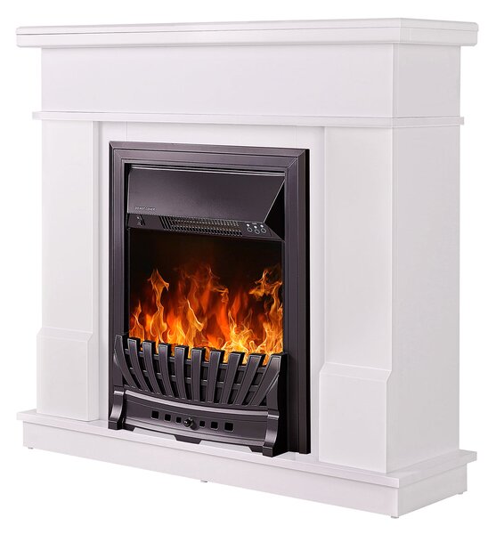 Camino Elettrico da Pavimento 100x103,4x30 cm Effetto Fiamma 2000W Rodos & Pluton Bianco