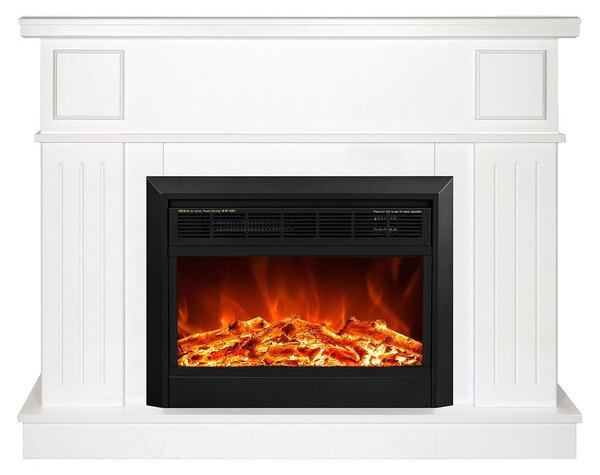 Camino Elettrico da Pavimento 95x120x30 cm Effetto Fiamma 1500W Olimpia & Lorance Big Bianco