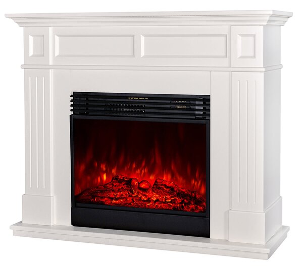 Camino Elettrico da Pavimento 100x132x30 cm Effetto Fiamma 1950W Sicilia & Mirabella Panna