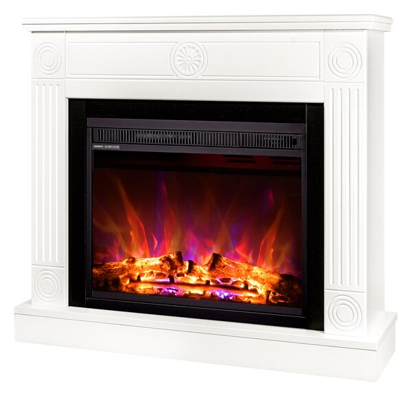 Camino Elettrico da Pavimento 80x95x27 cm Effetto Fiamma 1500W Bonita & Lorance Bianco/nero