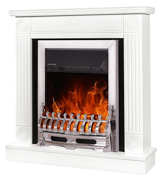 Camino Elettrico da Pavimento 86,5x82x25 cm Effetto Fiamma 2000W Donald & Galileo silver Bianco/nero