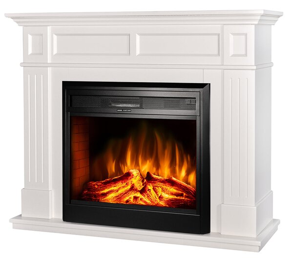 Camino Elettrico da Pavimento 100x132x30 cm Effetto Fiamma 1950W Sicilia & Carmen Panna