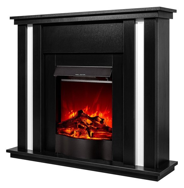 Camino Elettrico da Pavimento 95x110x27 cm Effetto Fiamma 1600W Gustavo & Corsica Nero/bianco