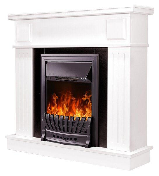 Camino Elettrico da Pavimento 99,7x103,4x27 cm Effetto Fiamma 2000W Oscar & Pluton Bianco/nero