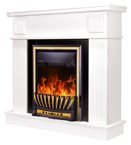 Camino Elettrico da Pavimento 99,7x103,4x27 cm Effetto Fiamma 2000W Oscar & Meridian Bianco/nero