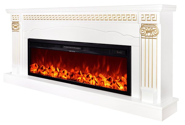 Camino Elettrico da Pavimento 82x190x30 cm Effetto Fiamma 1500W Calisto XL & Tanzania