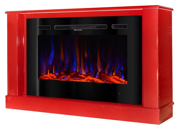 Camino Elettrico da Pavimento 72,5x121,5x30 cm Effetto Fiamma 1500W Bernard mini rosso & Adeli Rosso