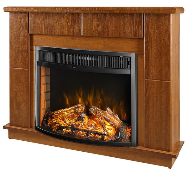 Camino Elettrico da Pavimento 84,5x110x30 cm Effetto Fiamma 1500W Maxim & Ararat Noce
