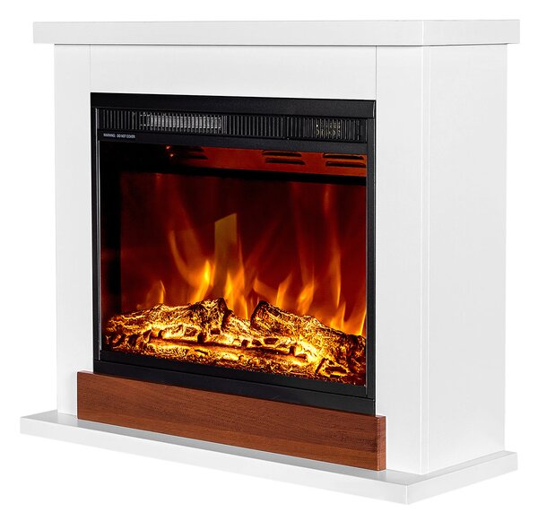Camino Elettrico da Pavimento 70x80x30 cm Effetto Fiamma 1500W Sting & Lorance Bianco/noce