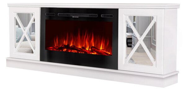 Camino Elettrico da Pavimento 68,5x182x30 cm Effetto Fiamma 1500W Sorento & Adeli