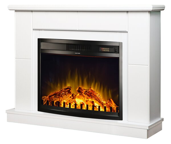 Camino Elettrico da Pavimento 84,5x110x30 cm Effetto Fiamma 1500W Maxim & Zakinthos Bianco