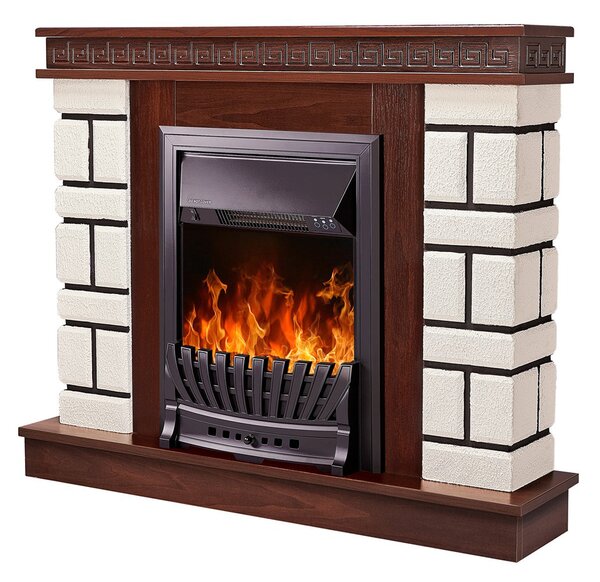 Camino Elettrico da Pavimento 87,4x108x24,5 cm Effetto Fiamma 2000W Nazarii mini & Pluton Noce