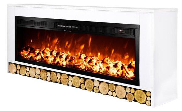Camino Elettrico da Pavimento 63x150x30 cm Effetto Fiamma 1500W Rio & Tanzania Bianco