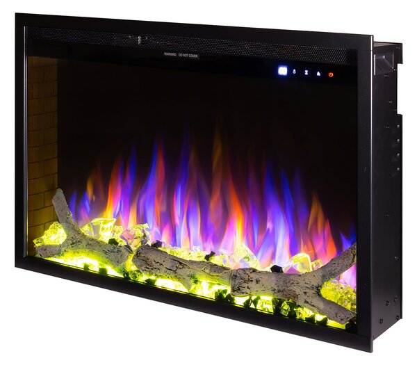 Camino Elettrico da Incasso 50,8x75x19,5 cm Effetto Fiamma 1500W Thomas Maxi Nero