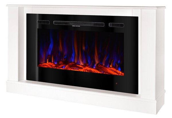 Camino Elettrico da Pavimento 72,5x121,5x30 cm Effetto Fiamma 1500W Bernard mini & Adeli Bianco