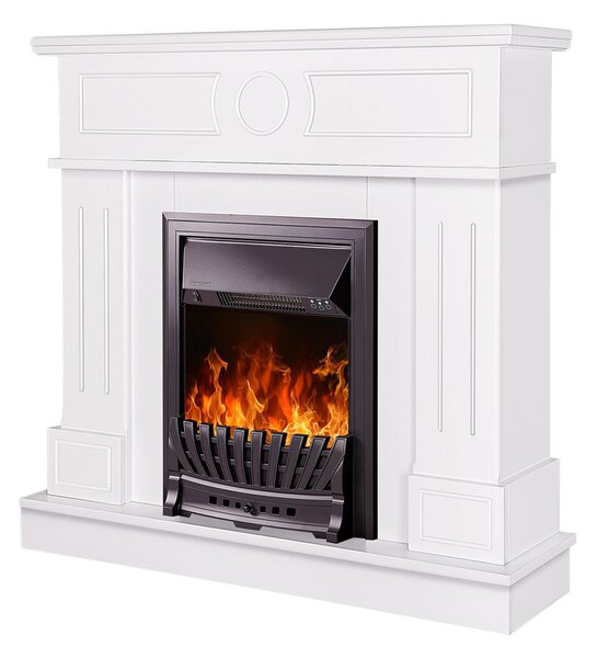 Camino Elettrico da Pavimento 97,8x104,8x30 cm Effetto Fiamma 2000W Ambasador & Pluton Bianco