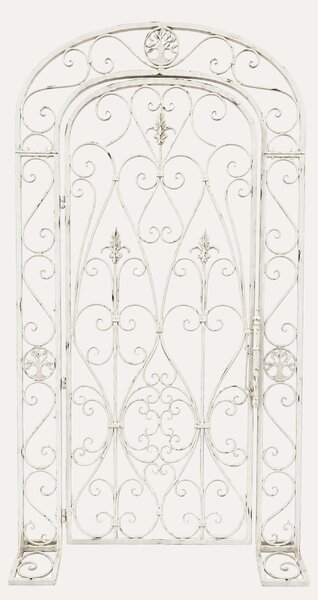 KEYHOMESTORE | Cancello Decorativo in Ferro Bianco Anticato 130x232 cm