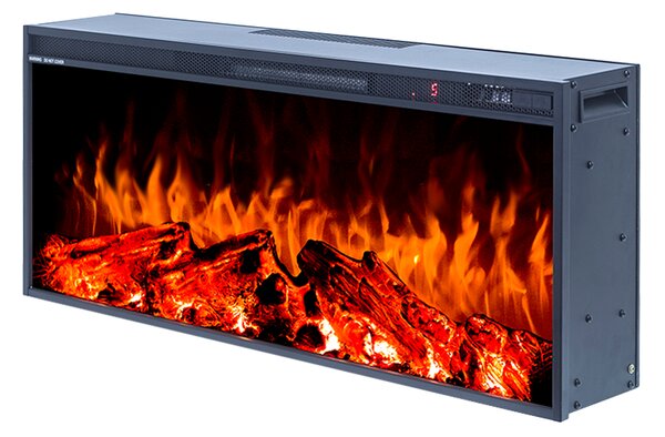 Camino Elettrico da Incasso 36,7x88,3x15,9 cm Effetto Fiamma 1500W Tasmania Nero